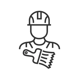 Craftsman icon of a person in a hard hat with a paintbrush