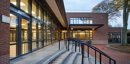 Government municipal building painting—public building with freshly painted exterior and accessible entrance.